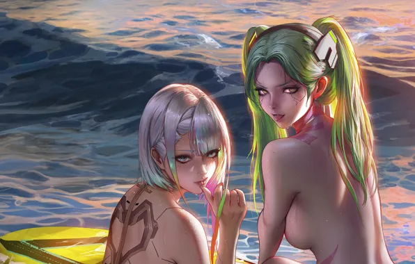 Girl, anime, art, Lucy, erotic, fantasy art, Rebecca, Cyberpunk: Edgerunners