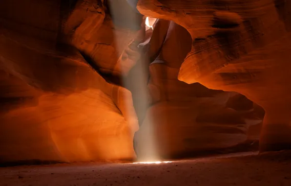 Картинка песок, свет, скалы, луч, текстура, каньон, пещера, камени