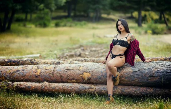 Девушка, поза, брёвна, Natalia