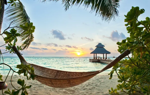 Картинка море, пляж, закат