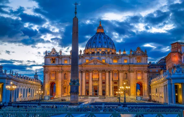 Площадь, Рим, Италия, собор, Italy, обелиск, Rome, Ватикан