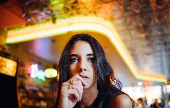 Глаза, взгляд, лицо, фон, брюнетка