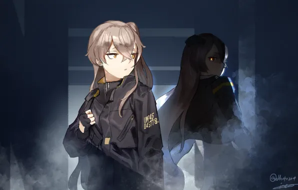 Девушки, дым, арт, Girls Frontline, Девушки фронта