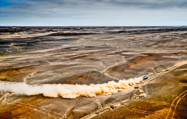 Mini, Пыль, Спорт, Пустыня, Скорость, Гонка, Вид сверху, Rally