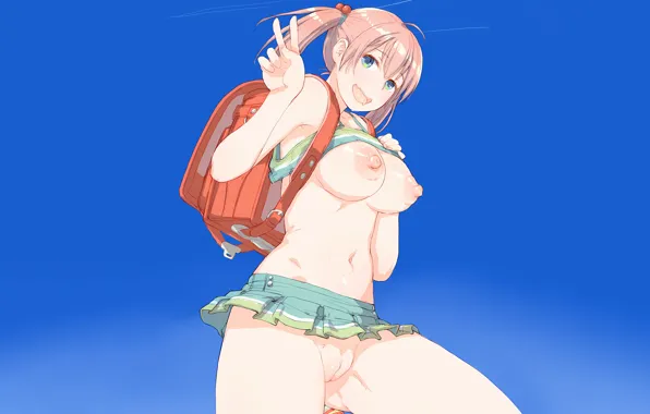 Girl, sexy, school uniform, erect nipples, green eyes, pussy, nipples, boobs