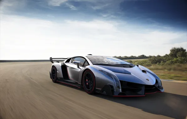 Картинка скорость, трасса, Lamborghini, поворот, Ламборджини, Lamborghini Veneno, супер кар