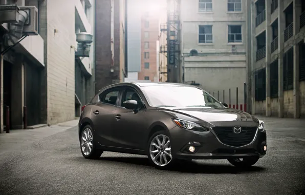 Авто, город, серый, Mazda, grey, хэтчбек