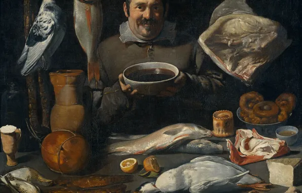 Масло, картина, Кухня, холст, жанровая, Meester van de Amsterdamse, Bodegone
