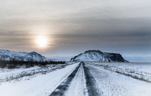 Картинка зима, дорога, Исландия