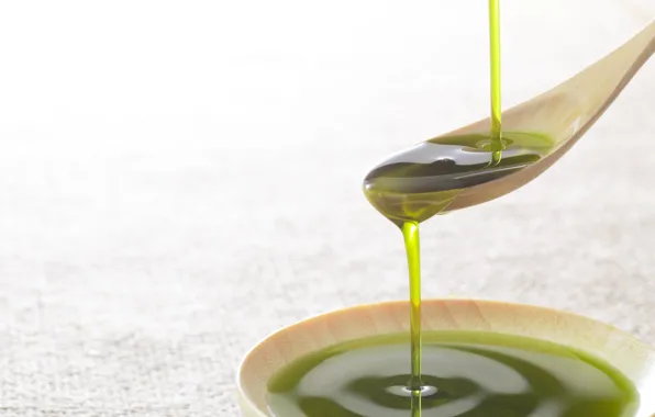 Green, liquid, spoon, oil