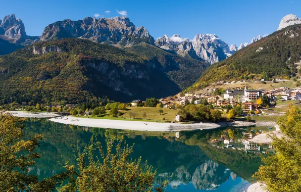 Горы, озеро, Италия, Italy, Trentino Alto Adige, Molveno, Molveno Lake