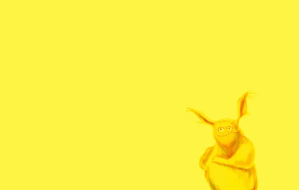 Картинка минимализм, шерсть, уши, yellow monster, желтый монстр