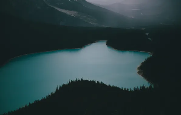 Лес, вода, горы, озеро, Канада, скалистые горы, photographer, canada