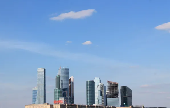 Лето, небо, сити, здание, Москва, август, 2016