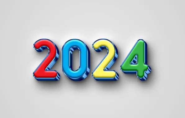 Цифры, Новый год, дата, 2024