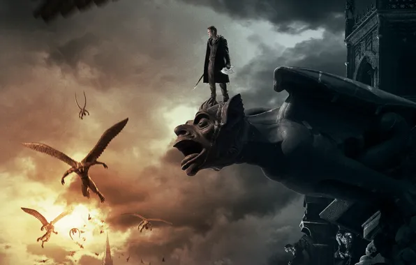 Монстр, фэнтези, демоны, Frankenstein, Аарон Экхарт, Aaron Eckhart, Я Франкенштейн, I Frankenstein
