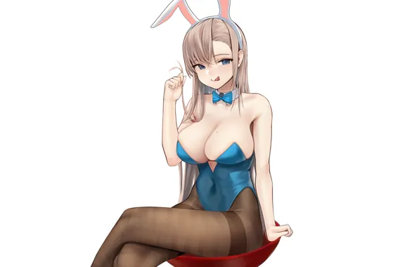 Girl, sexy, cleavage, long hair, legs, boobs, anime, blue eyes