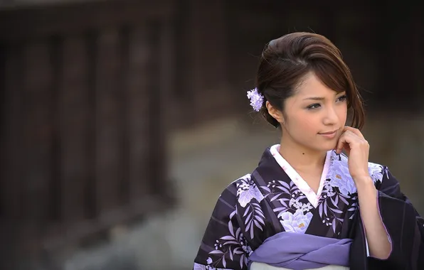 Картинка девушка, японка, кимоно
