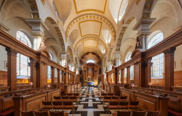 Interior, London, UK, Diliff, Fleet Street, St Bride's Church