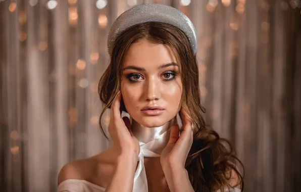 Взгляд, девушка, лицо, волосы, портрет, макияж, Васильев Владимир