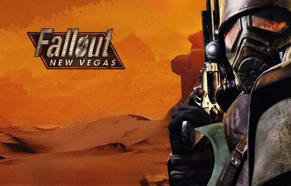 Картинка пистолет, Fallout New Vegas, рейнджер, пустыня.