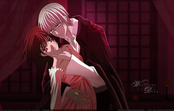 Девушка, любовь, романтика, объятия, пара, парень, отношения, Vampire Knight