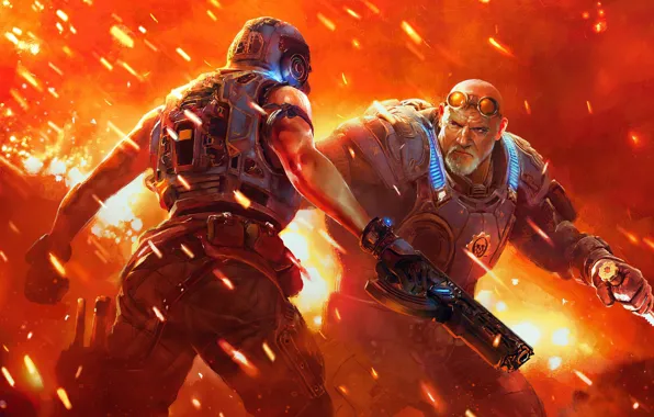 Пистолет, оружие, нож, солдаты, броня, Gears of War, Gears 5
