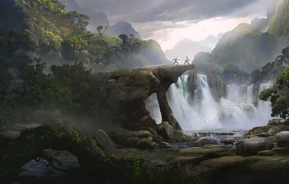 Картинка Водопад, Solomon Kane, Guillem H. Pongiluppi, Duel in the Jungle