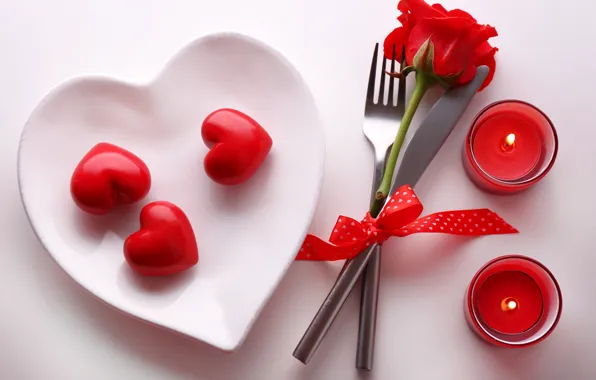 Романтика, роза, тарелка, сердечки, love, rose, heart, romantic