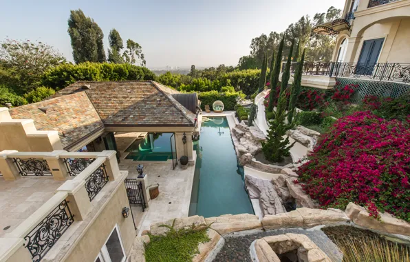 Дизайн, стиль, вилла, бассейн, сад, Калифорния, архитектура, Los Angeles