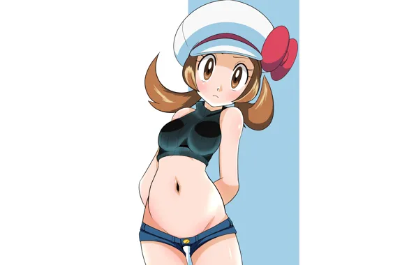 Girl, sexy, shorts, blouse, long hair, boobs, anime, beautiful