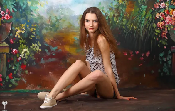 Girl, shorts, beautiful, model, cute, tank top, denim
