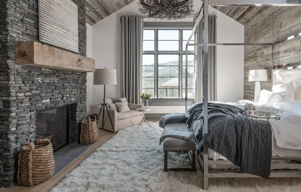 Комната, интерьер, камин, спальня, Hillside Residence, by Locati Architects