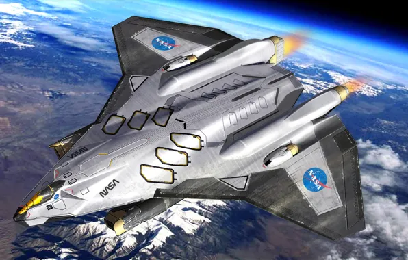 Nasa, Earth, Blue, Dropship, Spaceship, Jason Hazelroth, Top render