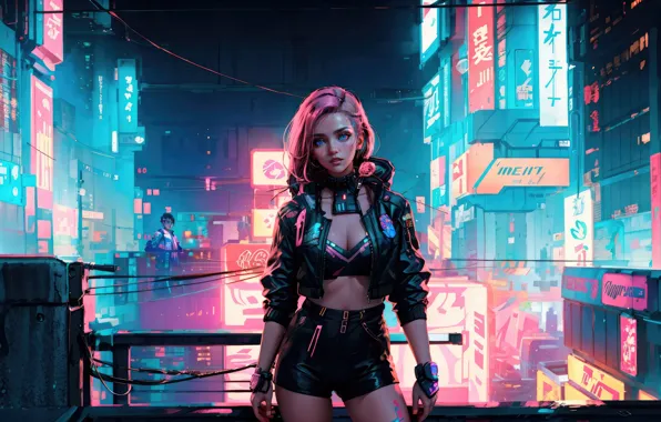 Girl, pink hair, edge, runner
