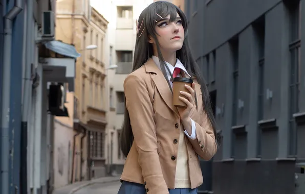 Beautiful, Asian, Model, Street, Coffee, Woman, Cute, Pretty