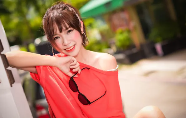 Картинка лето, лицо, улыбка, волосы, очки, милашка