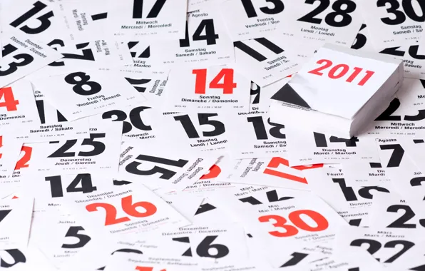 Праздник, новый год, листки, календарь, 2011, дни