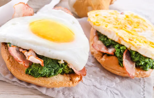 Картинка завтрак, яичница, eggs, бутерброды, sandwiches, Breakfast