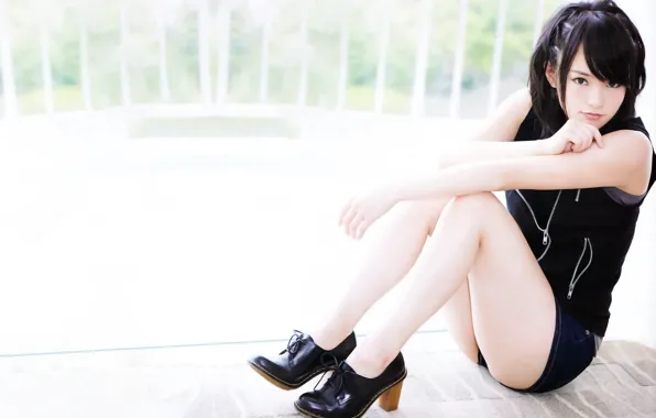 Girl, sexy, shorts, smile, beautiful, short hair, pretty, lips