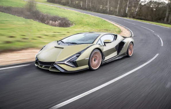 Картинка Lamborghini, supercar, road, speed, beauty, lambo, movement, Sian