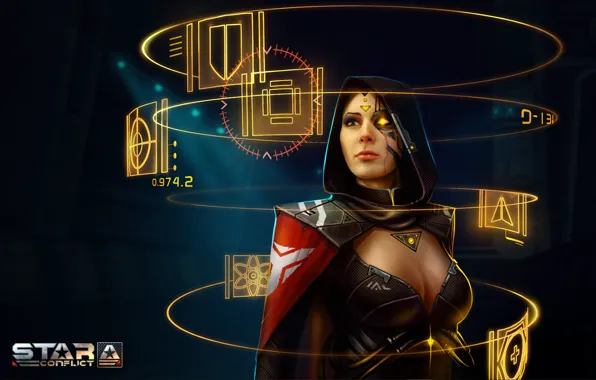 Картинка девушка, киборг, иерихон, MMO, Star Confict