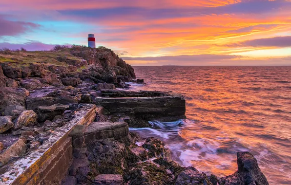 Pink, Lighthouse, Aberdour Sunrise