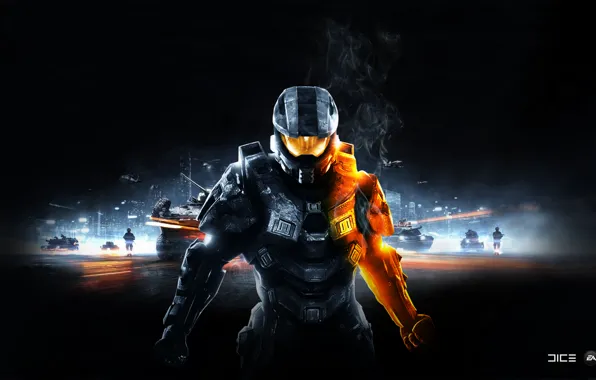 Самолет, танк, Battlefield, оруже, HALO