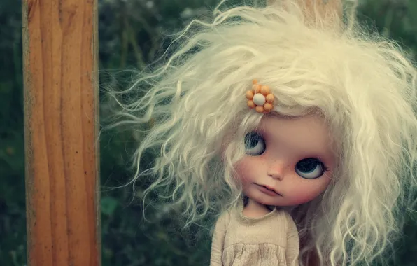 Картинка лицо, настроение, волосы, игрушка, кукла, блондинка
