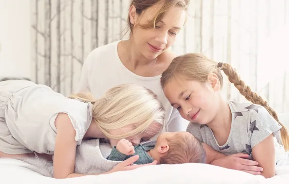 Картинка радость, дети, семья, девочка, мама