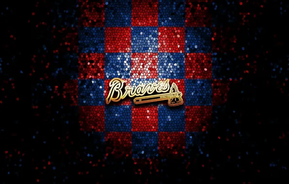Wallpaper, sport, logo, baseball, glitter, checkered, MLB, Atlanta Braves