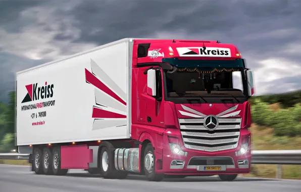Грузовик, Mercedes, Трасса, Арт, Тягач, Фура, Груз, Дальнобойщик