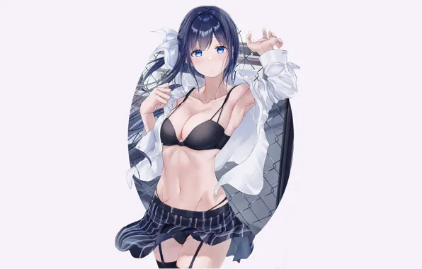 Girl, hot, sexy, bra, boobs, anime, babe, skirt