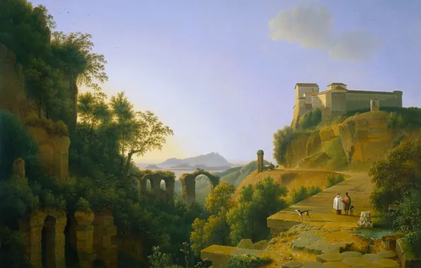 Пейзаж, масло, картина, холст, 1818, Joseph August Knip, Джозеф Огаст Книп, Неаполитанский залив на острове …